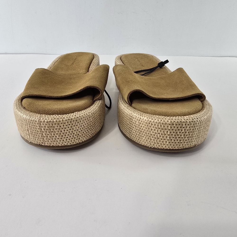 Zara Home Suede Espadrille Platform Slide Slip On Sandals Jute Woven NWT Size 8 - Picture 3 of 8